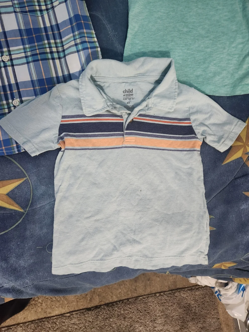 3-Set Boys Casual Shirts - Plaid Blue, Mint Green & Light Blue